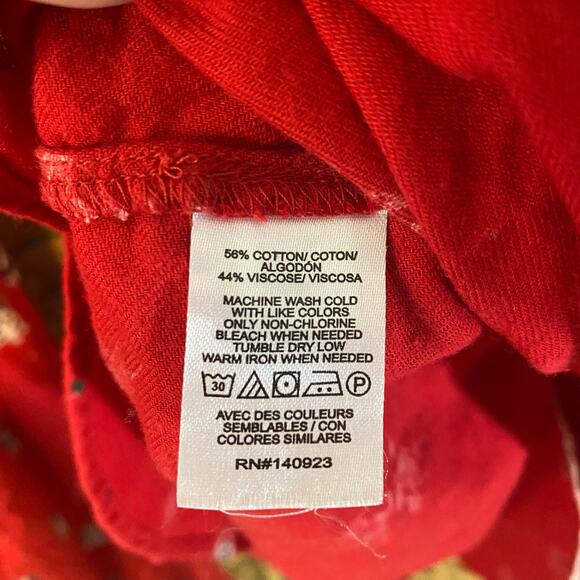 LOFT Sleep Red Dog Print Pajama Set Size M Cotton Viscose Button Top Pants - Picture 8 of 9